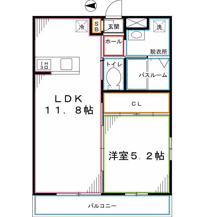 リブリ・ルミエイト(1LDK/2階)の間取り写真