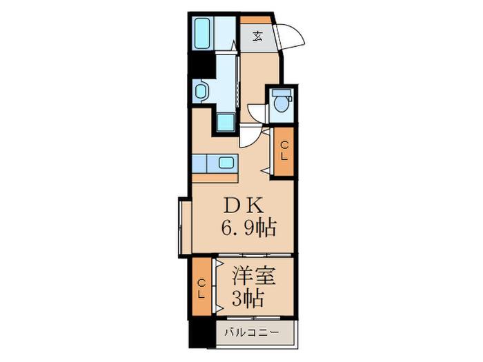 アルゴヴィラージュ浅生II(1DK/9階)の間取り写真