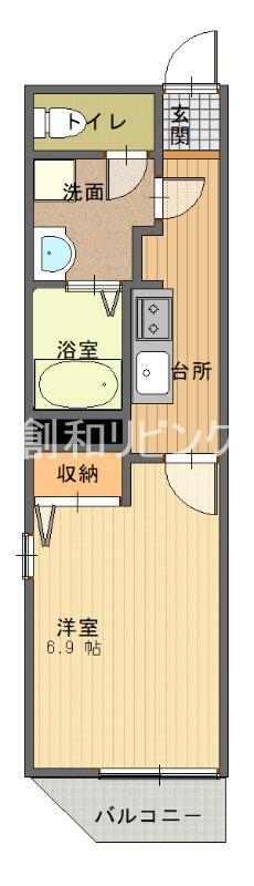 セントラルパーク賑(1K/2階)の間取り写真