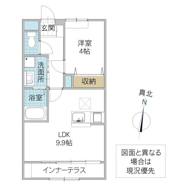 INFIELD D (1LDK/1階)の間取り写真