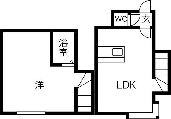 ベルメゾン琴似A(1LDK/1階)の間取り写真