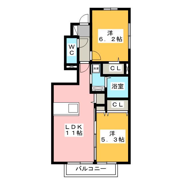 ケンズスクエアB(2LDK/1階)の間取り写真