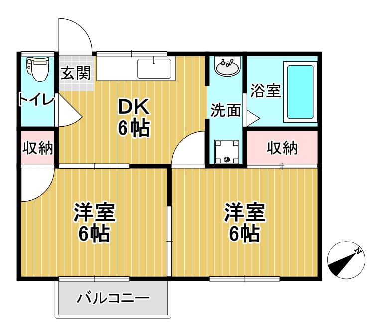 長沼ハイツ(2DK/2階)の間取り写真