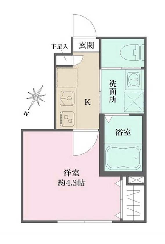 ソルナクレイシア方南町(1K/1階)の間取り写真