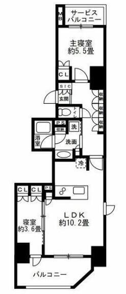 NEBEL横浜関内(2LDK/11階)の間取り写真