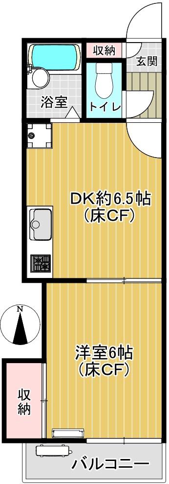 マリンハイツ(1DK/2階)の間取り写真