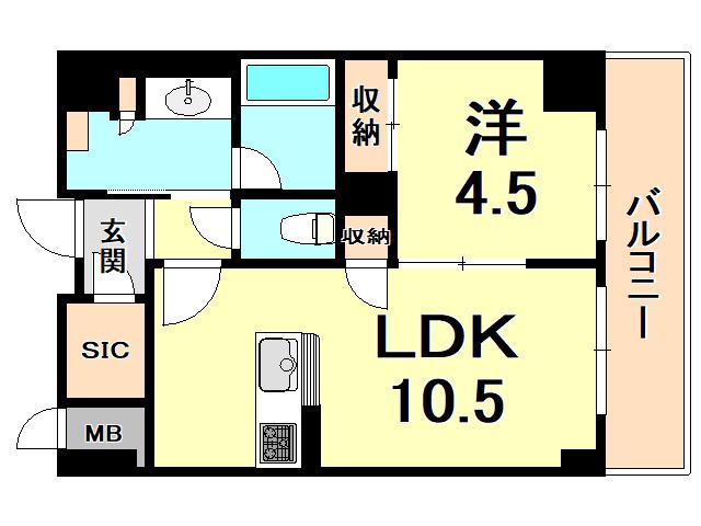 REFISIA西宮(1LDK/6階)の間取り写真
