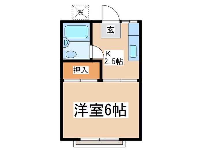 ヒルサイド・ヴィラ(1K/2階)の間取り写真