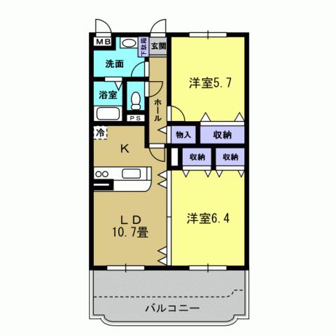 ユーミーグレース(2LDK/3階)の間取り写真
