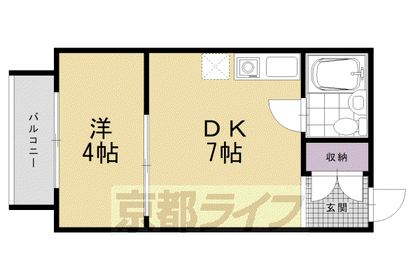 インペリアルU(1DK/2階)の間取り写真