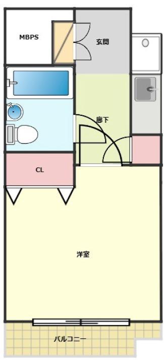 坂戸ダイカンプラザシティII(1K/4階)の間取り写真