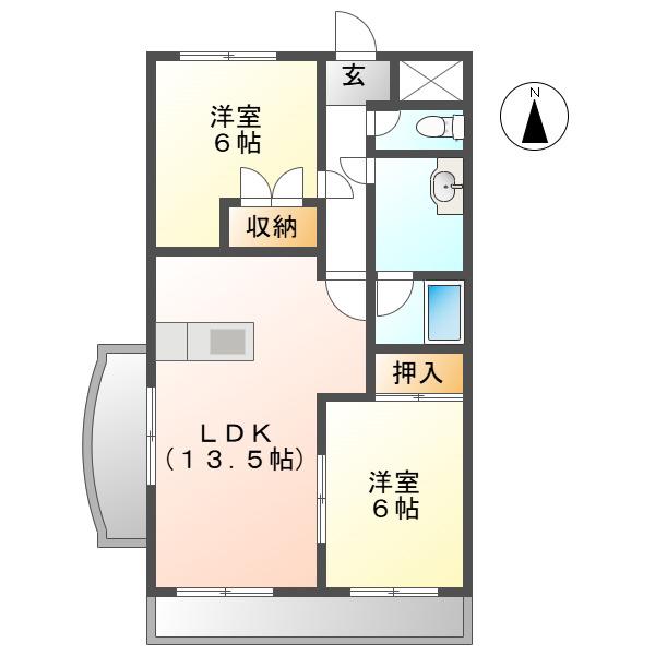 S・FIELD75(2LDK/2階)の間取り写真