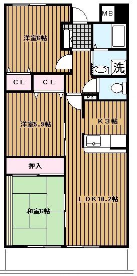 モダンフォーク新横浜(3LDK/7階)の間取り写真