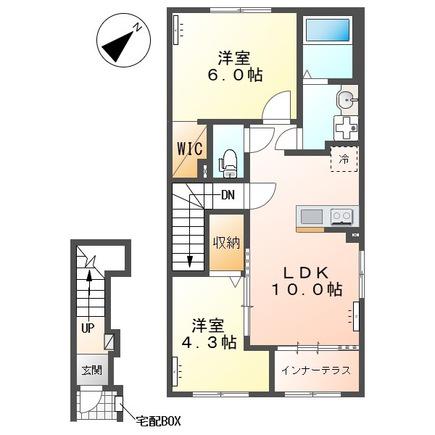 江田町アパート(2LDK/2階)の間取り写真