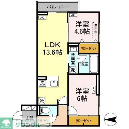 セレスティア西寺尾 A(2LDK/3階)の間取り写真