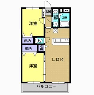 ユーミー川方(2LDK/2階)の間取り写真