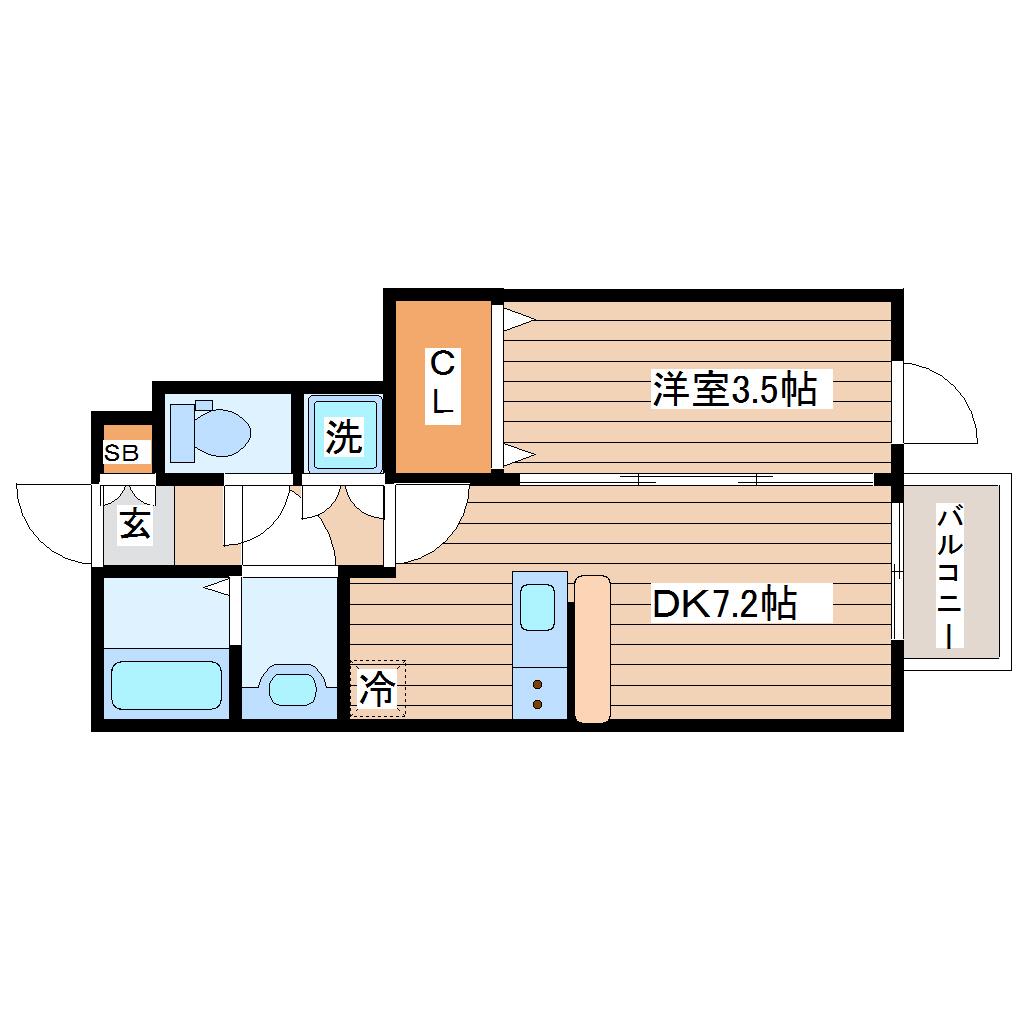 CALLAIS(1DK/1階)の間取り写真