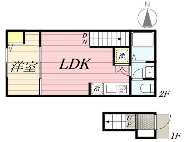 I-WOOD三鷹上連雀(1LDK/2階)の間取り写真