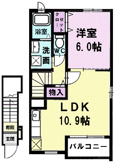 サンフラワー(1LDK/2階)の間取り写真