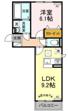 ボヌールA(1LDK/1階)の間取り写真