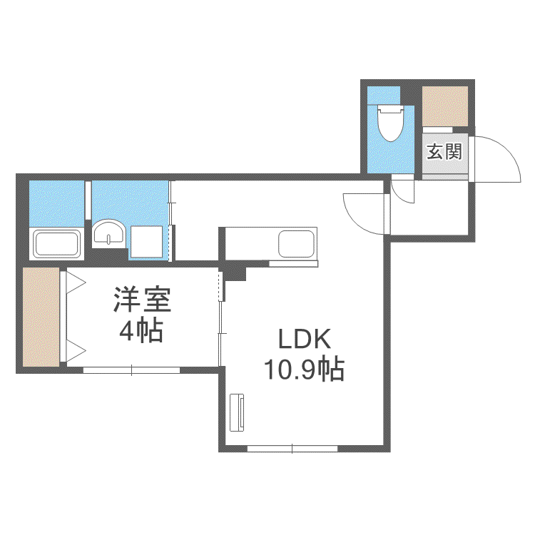 エスグランデ北13(1LDK/2階)の間取り写真