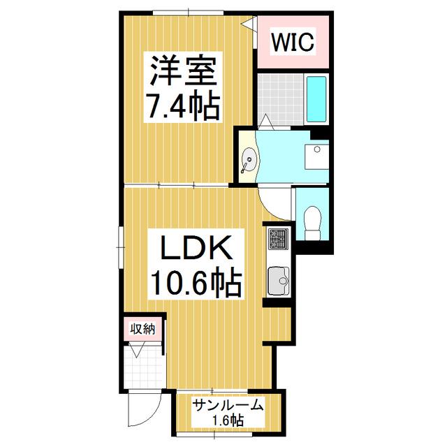 ヴィラ大畑B(1LDK/1階)の間取り写真