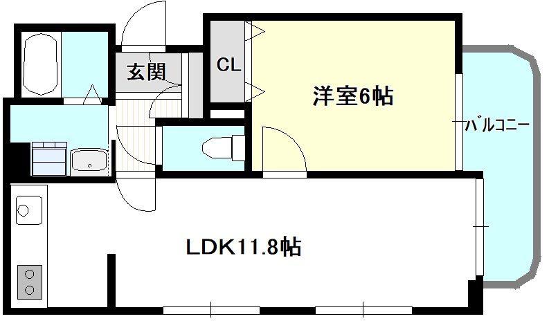 ラシャンス広畑(1LDK/2階)の間取り写真