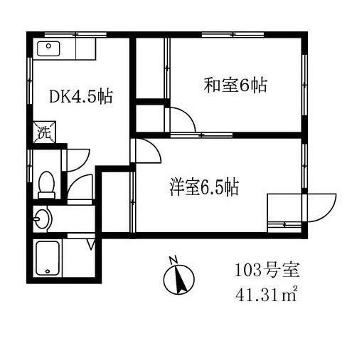 メゾン東が丘(2DK/1階)の間取り写真
