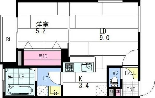ANGEーSENTIER(1LDK/3階)の間取り写真