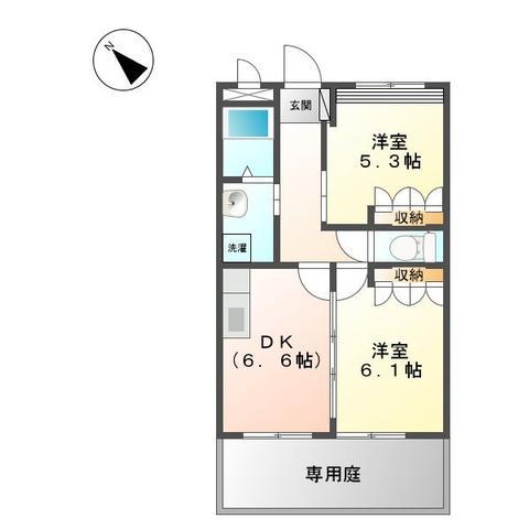 シャンティア(2DK/1階)の間取り写真