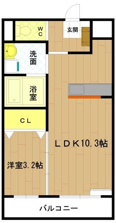 サンクレール神久(1LDK/2階)の間取り写真