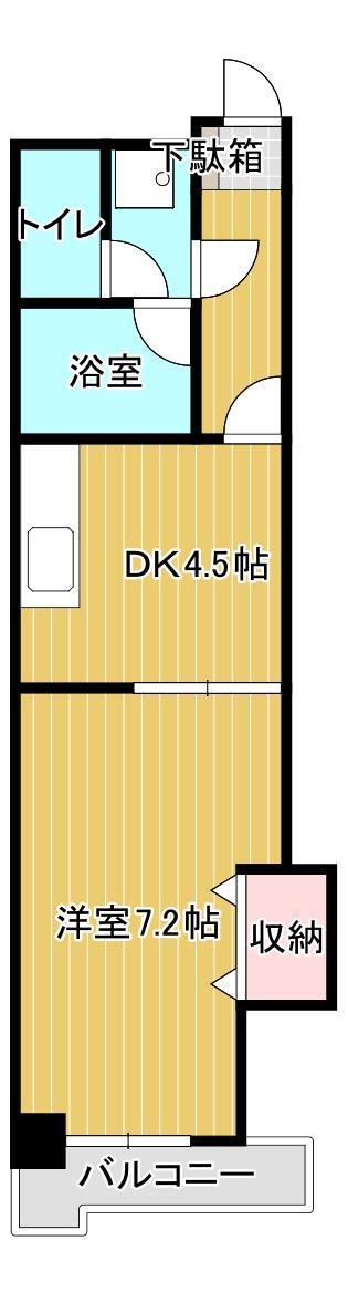 カヤバプラザE館(1DK/5階)の間取り写真