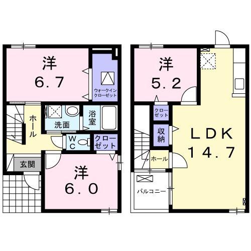 アプローズ III(3LDK/1階)の間取り写真