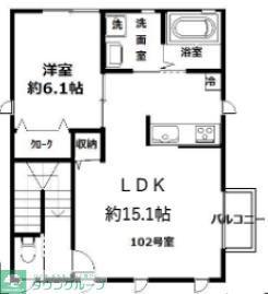 クロスガーデン町田C棟(1LDK/2階)の間取り写真