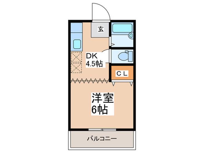 ベルシティハイツ(1DK/2階)の間取り写真