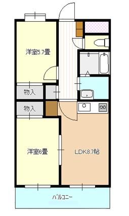 ダイヤフレア(2DK/3階)の間取り写真