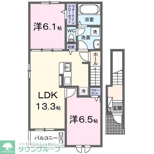 セレスタ(2LDK/2階)の間取り写真