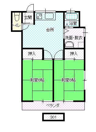 コーポ南原(2DK/3階)の間取り写真