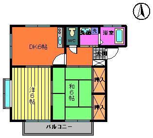 城南コーポ(2DK/2階)の間取り写真