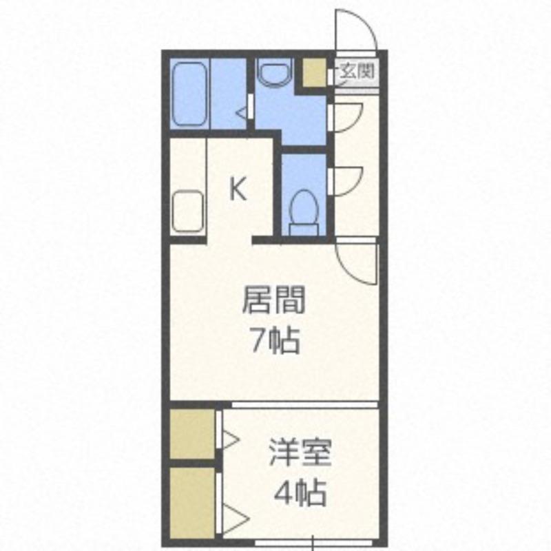 ファインブルーム学園前(1DK/4階)の間取り写真