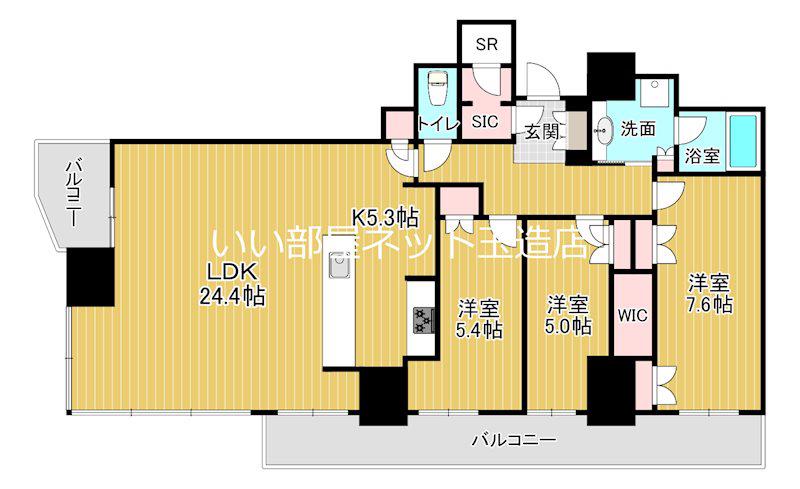リバーガーデンタワー上町台筆ヶ崎(3LDK/13階)の間取り写真