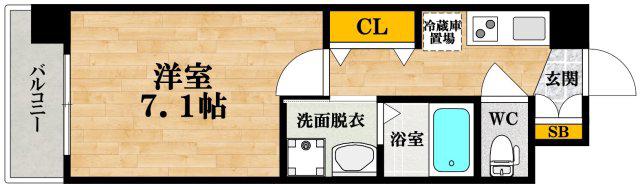 ふぁみーゆ日本橋III(1K/5階)の間取り写真