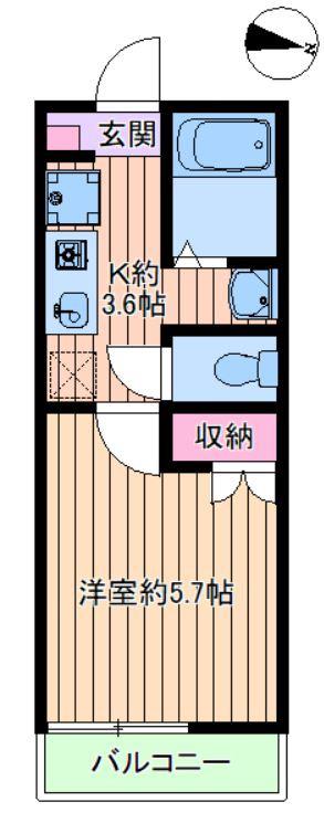 オーデクレール(1K/1階)の間取り写真