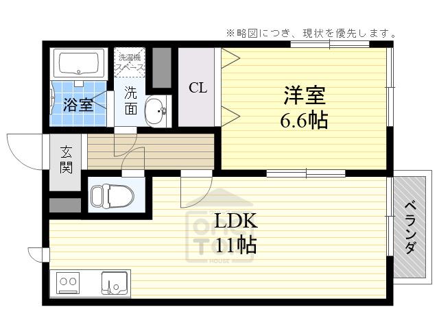 ハオス八幡(1LDK/2階)の間取り写真