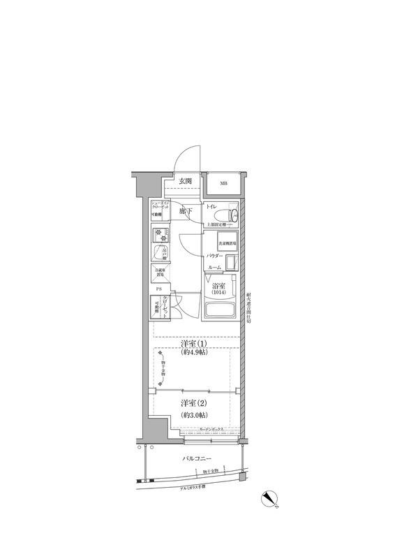 RELUXIA国分寺(2K/1階)の間取り写真