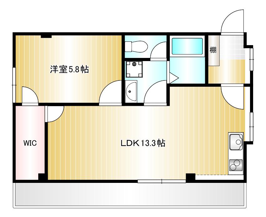 NKビル(1LDK/2階)の間取り写真