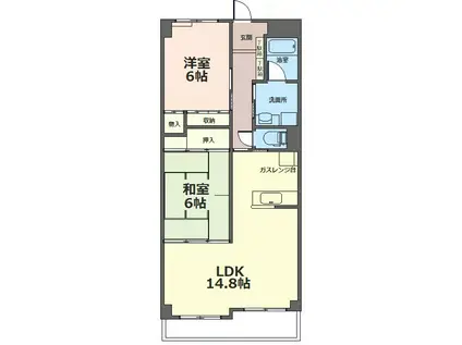 クレスト吉岡(2LDK/4階)の間取り写真