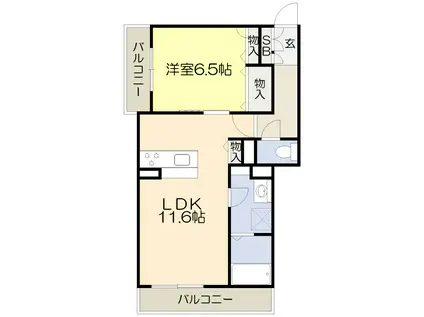 グリーンコーポ朝日が丘II(1LDK/3階)の間取り写真