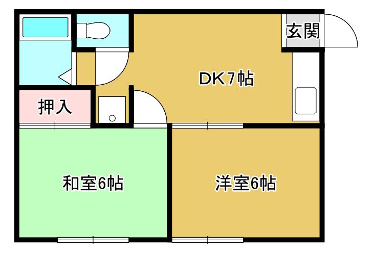 スカイヒル(2DK/2階)の間取り写真