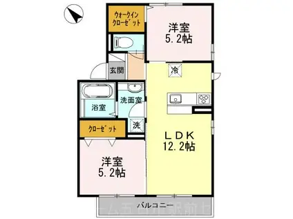 パーシモンズA棟(2LDK/1階)の間取り写真